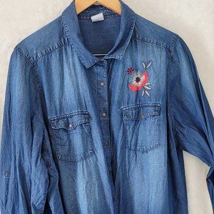 DC long sleeve denim embroidered shirt